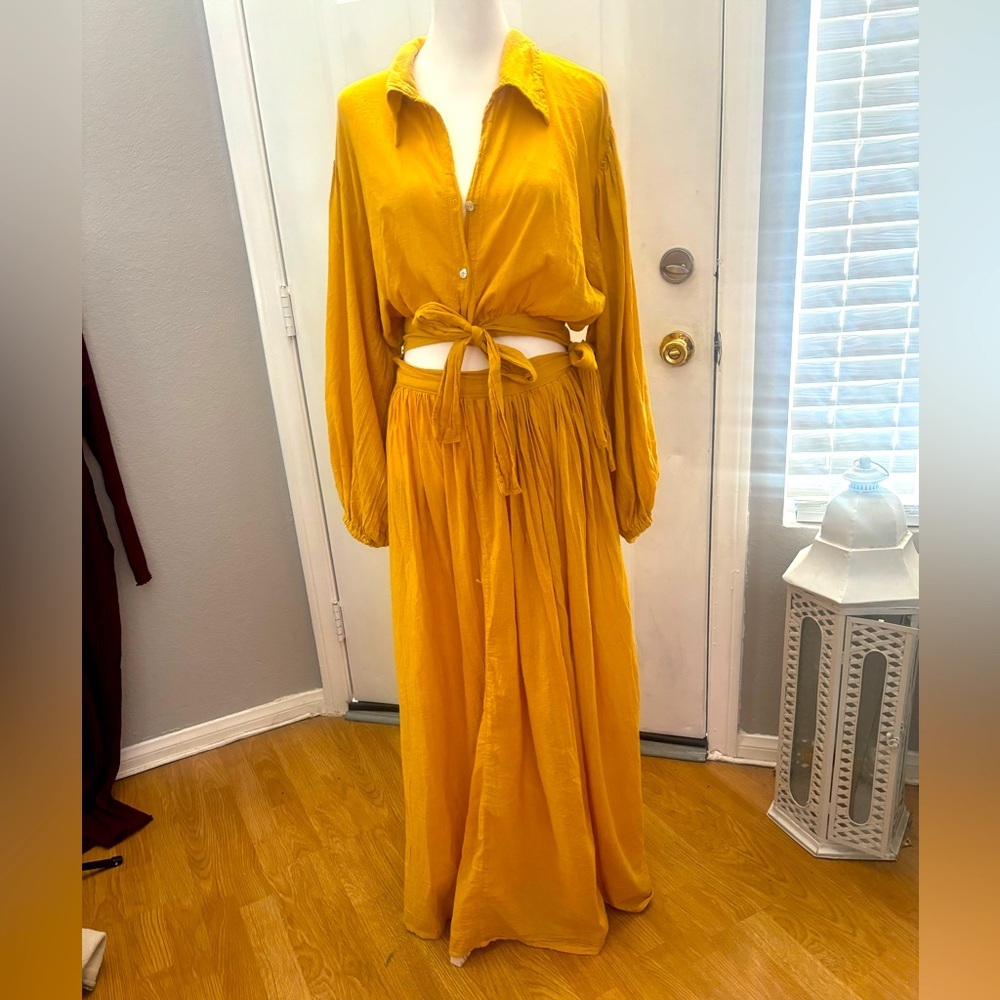 Jen’s pirate booty | nwt maxi dress sz m/l | boho yellow gauze 100% cotton
